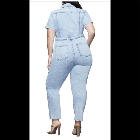 GOOD AMERICAN Fit For Success Belted Denim Jumpsuit, size 3/Large - Picture 4 of 8